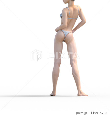 ポーズする白い水着の女性　CG 3DCG  119915708