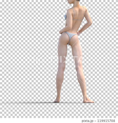 ポーズする白い水着の女性　CG 3DCG  119915708