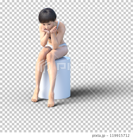 ポーズする白い水着の女性 CG 3DCG ポーズする白い水着の女性 CG 3DCG 119915712