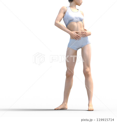 ポーズする白い水着の女性 CG 3DCG ポーズする白い水着の女性 CG 3DCG 119915714