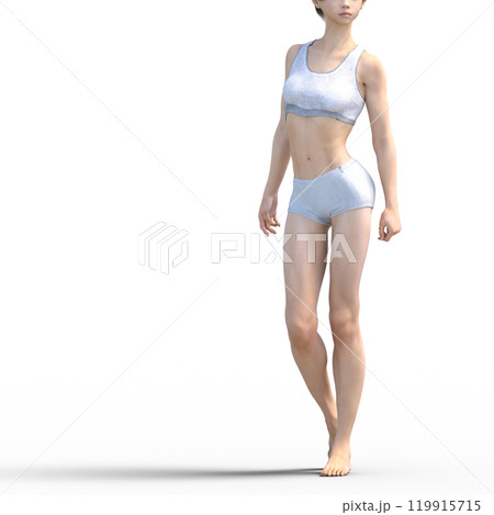 ポーズする白い水着の女性　CG 3DCG  119915715