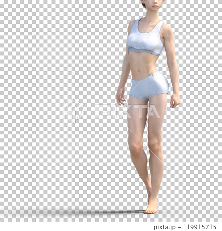 ポーズする白い水着の女性　CG 3DCG  119915715
