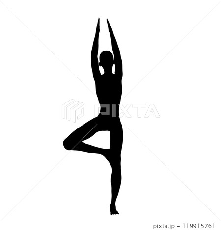 伸びをする女性シルエット 119915761