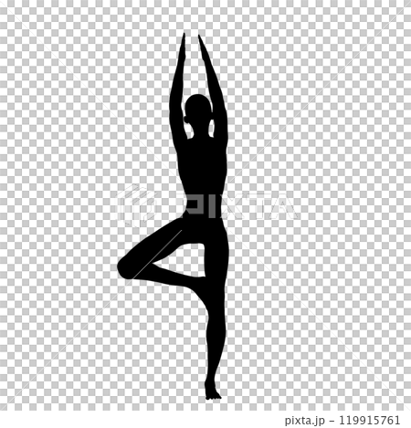 伸びをする女性シルエット 119915761