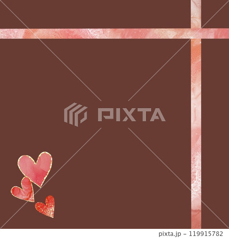 気持ちを込めたプレゼントをイメージした茶色背景フレーム。ダークチョコレートをイメージしたイラスト。 気持ちを込めたプレゼントをイメージした茶色背景フレーム。ダークチョコレートをイメージしたイラスト。 119915782