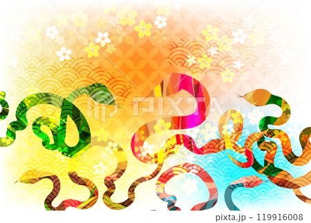 巳　年賀状　干支　背景	 119916008