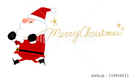 メリークリスマスの文字を持って走るサンタクロース 119916013