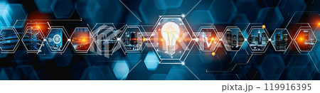 startup business symbolizing marketing connectivity, various aspects of technology and innovation. 119916395