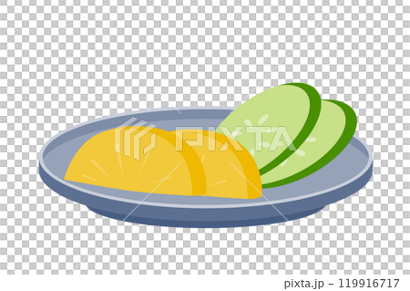 盤子上醃蘿蔔和黃瓜的向量圖 盤子上醃蘿蔔和黃瓜的向量圖 119916717