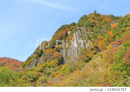 秋山郷　錦秋の布岩山 119916787