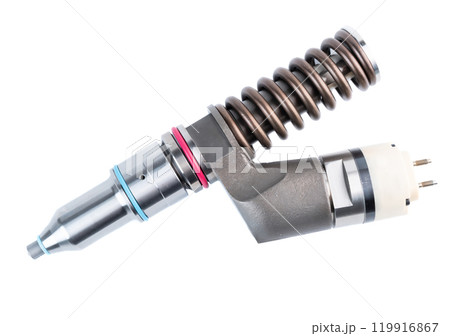 New fuel injector on white background close up 119916867