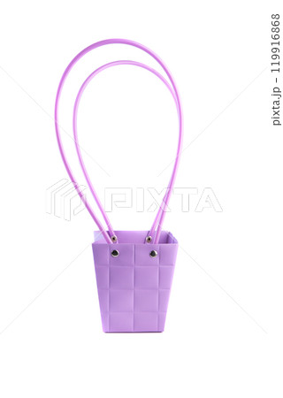Plym package bag for flowers made of corrugated cardboard on white background 119916868