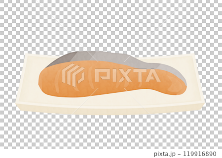 Vector illustration of salmon on a watercolor plate 119916890