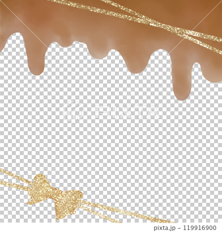 情人節框架與金絲帶包裹著融化的巧克力。時尚又甜美的插畫。 119916900