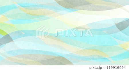 青　波　和紙　模様　背景	 119916994