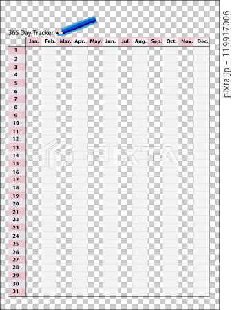 年間のチェックリストカレンダー、トラッカー 119917006