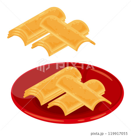 皿に盛られた焼き八ツ橋セット 119917055