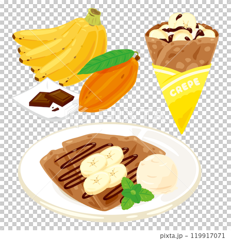 Chocolate banana crepe set 119917071
