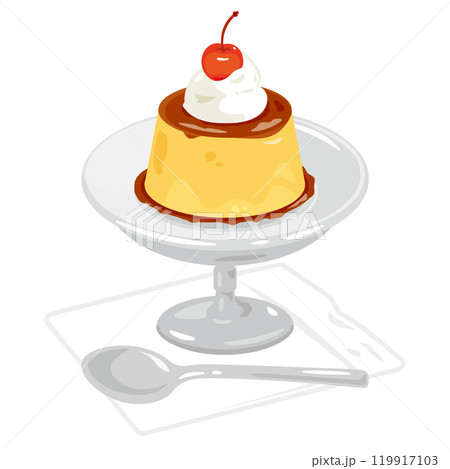 皿に盛られた喫茶店のプリン 皿に盛られた喫茶店のプリン 119917103