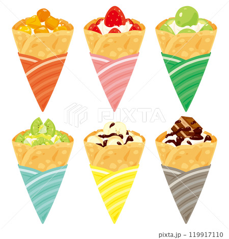 紙に巻かれたデザート系クレープセット1 119917110