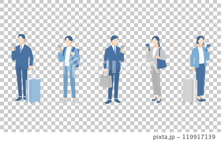 スマホを確認しているビジネスパーソンのセット 119917139