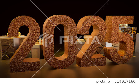 The 2025 number and gift box for new year or celebration concept 3d rendering. 119917160