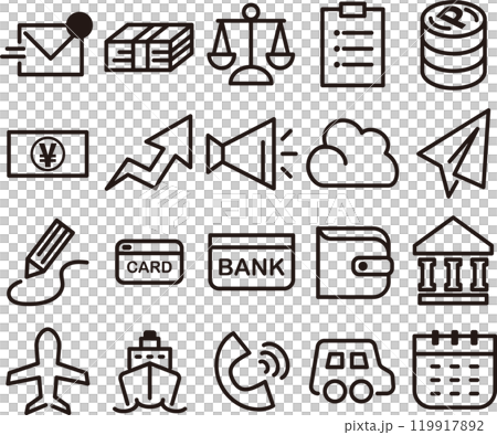 Business money icon pictogram line drawing decoration simple illustration material set 119917892