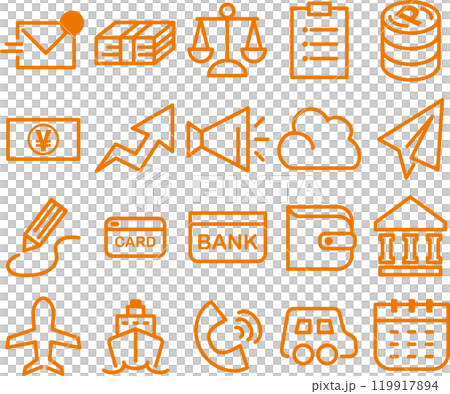 Business money icon pictogram line drawing decoration simple illustration material set Business money icon pictogram line drawing decoration simple illustration material set 119917894