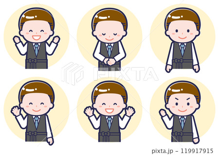 男性バーテンダーのポーズセット_02 119917915