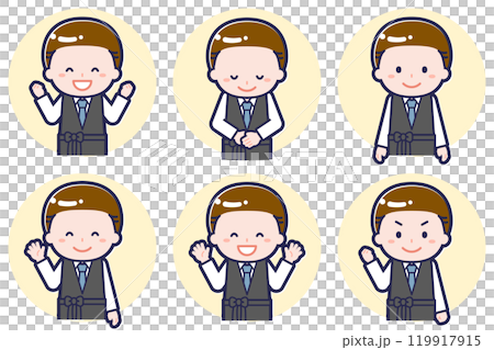 男性バーテンダーのポーズセット_02 119917915