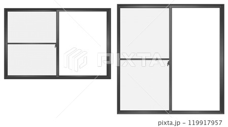 ブラックの引き違い窓 網戸 2種類セット ブラックの引き違い窓 網戸 2種類セット 119917957