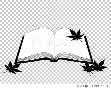 An open book and autumn leaves - Autumn reading 119918681