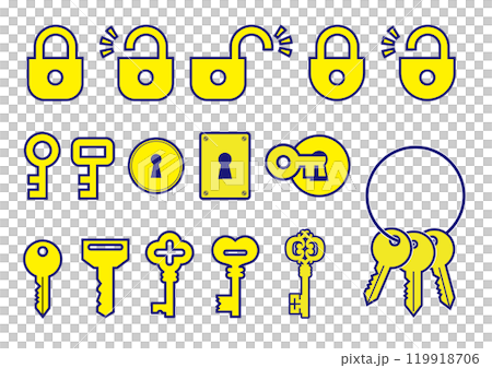 Key padlock icon illustration set 2C Key padlock icon illustration set 2C 119918706