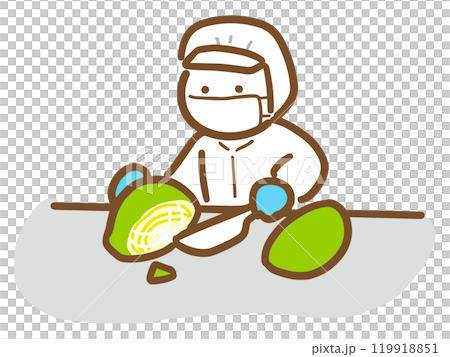 Food factory staff cutting cabbage (upper body) Food factory staff cutting cabbage (upper body) 119918851