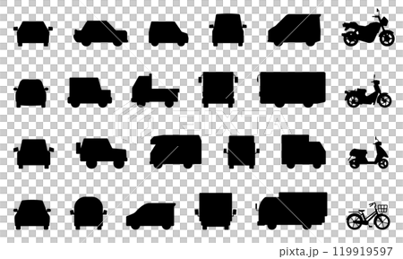 汽車和摩托車圖示(形式剪影) 汽車和摩托車圖示(形式剪影) 119919597