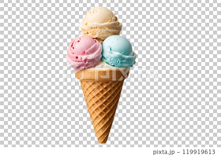 ice cream cone isolated on the middle on isolate transparency background, PNG  119919613