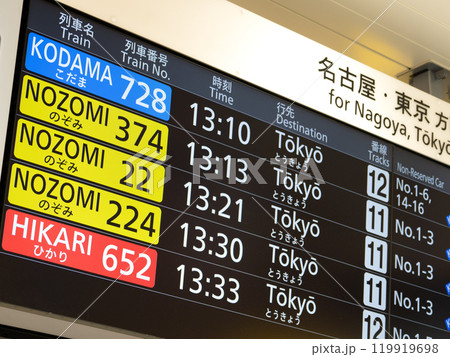 東海道新幹線の発車案内 京都駅 東海道新幹線の発車案内 京都駅 119919698