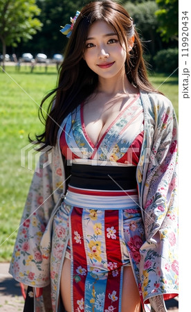 お正月！！　振袖を着た女性 119920434