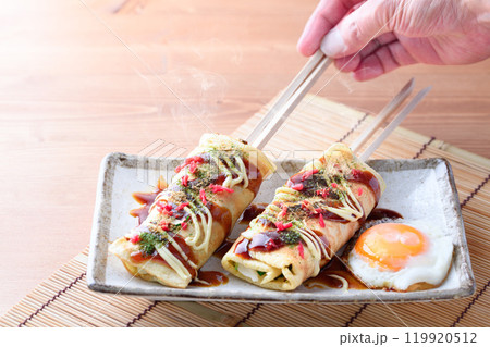 人気の屋台グルメ はしまきお好み焼き 人気の屋台グルメ はしまきお好み焼き 119920512