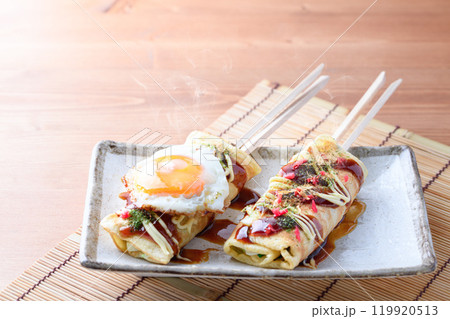 人気の屋台グルメ はしまきお好み焼き 人気の屋台グルメ はしまきお好み焼き 119920513