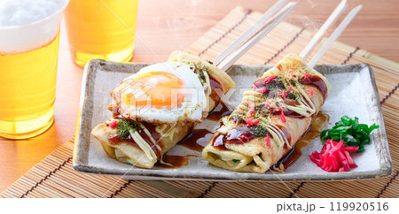 人気の屋台グルメ はしまきお好み焼き 人気の屋台グルメ はしまきお好み焼き 119920516