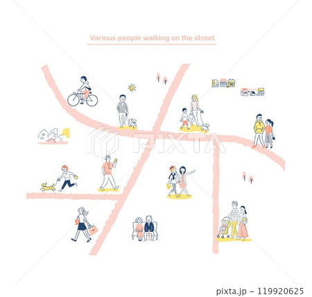 道を歩いているさまざまな人々　24 119920625