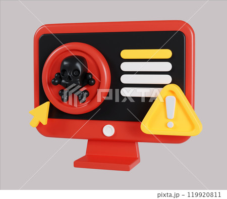 Digital Threat Warning on Cyber Interface 3D Render. Digital Threat Warning on Cyber Interface 3D Render. 119920811