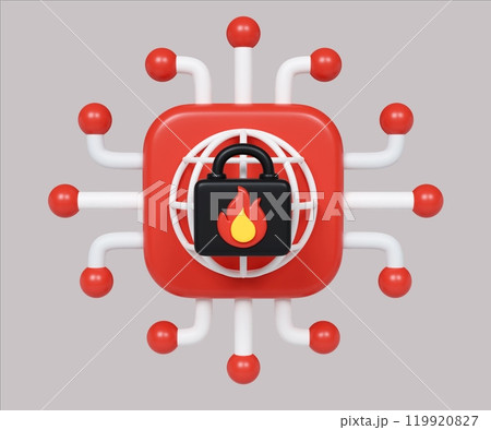 Network Security and Firewall Protection 3D Render. 119920827