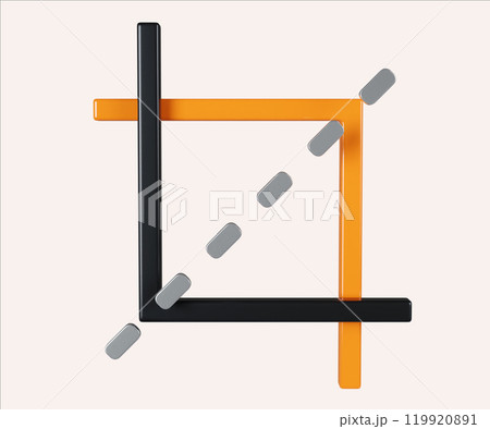 Abstract Geometric Intersection of Orange and Black Lines 3D Render 119920891