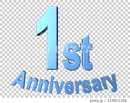 3DCG文字「1st Anniversary/1周年」ブルー,青 3DCG文字「1st Anniversary/1周年」ブルー,青 119921306