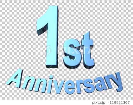 3DCG文字「1st Anniversary/1周年」ブルー,青 119921307