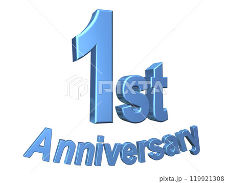 3DCG文字「1st Anniversary/1周年」ブルー,青 119921308