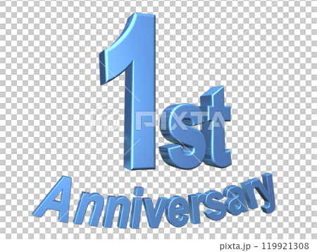 3DCG文字「1st Anniversary/1周年」ブルー,青 119921308