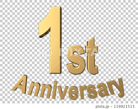 3DCG character "1st Anniversary/1st anniversary" gold, gold 119921513